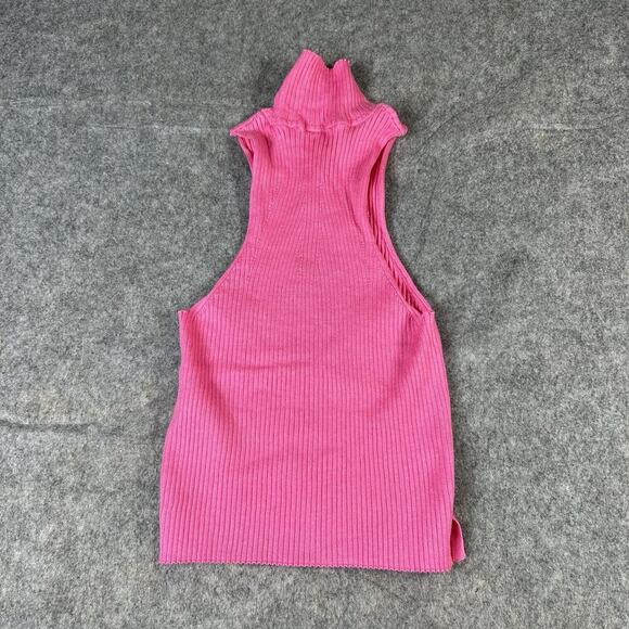 Anthropologie Pilcro High Neck Ribbed Knit Tank Sweater Womens Small Hot Pink - Picture 9 of 9